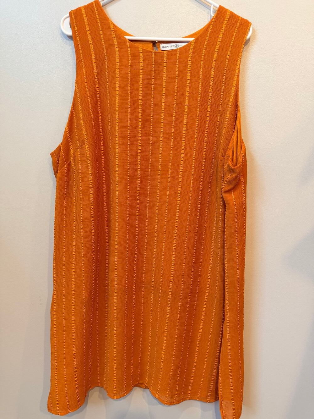 Signature Collection Burnt Orange Chiffon Top Sleeveless Blouse Textured Sz 1X